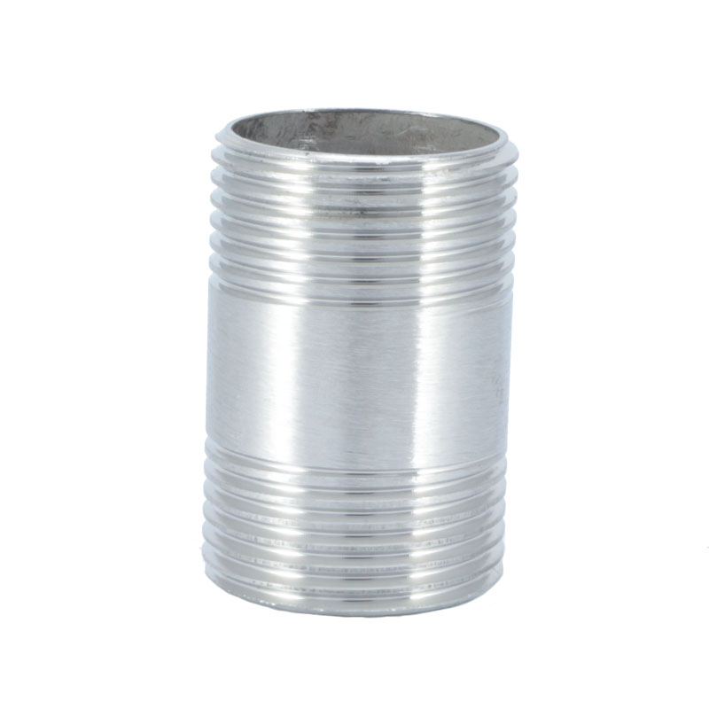 Thread Connection Sanitary 201 304 Stainless Steel Double Round Thread Pipe Nipple