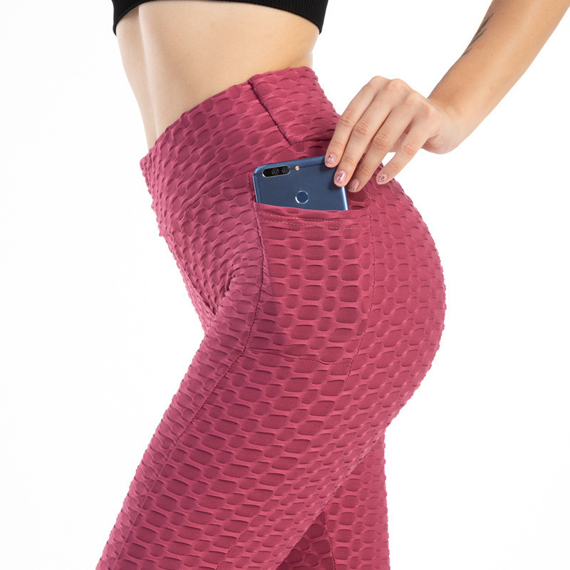 Elastic Fitness Gym Seamless Butt Lifting Leggings With Pocket