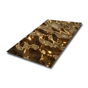 China Champagne Gold Color Water Ripple Stainless Steel Sheet 0.3mm 0.4mm Thickness wholesale
