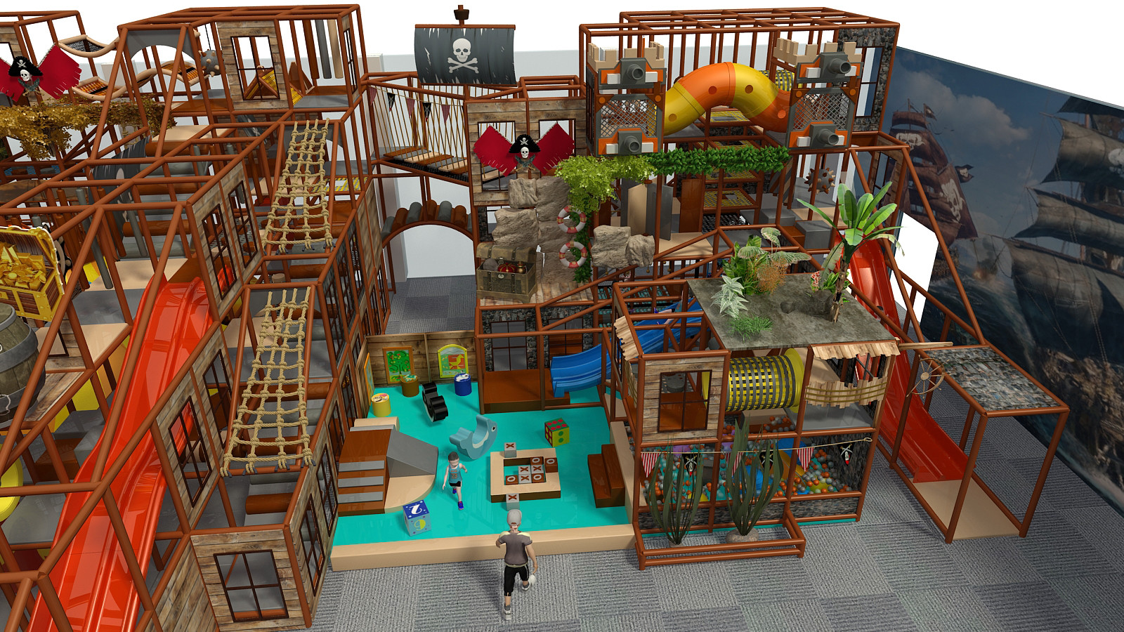 Commerical Kids Trampoline Park Equipment For Shopping Mall Indoor Playgrounds