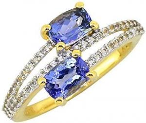 China Shop LC Women Platinum Yellow Gold Blue Tanzanite Birthstone Zircon Ring Size 8 Gifts wholesale