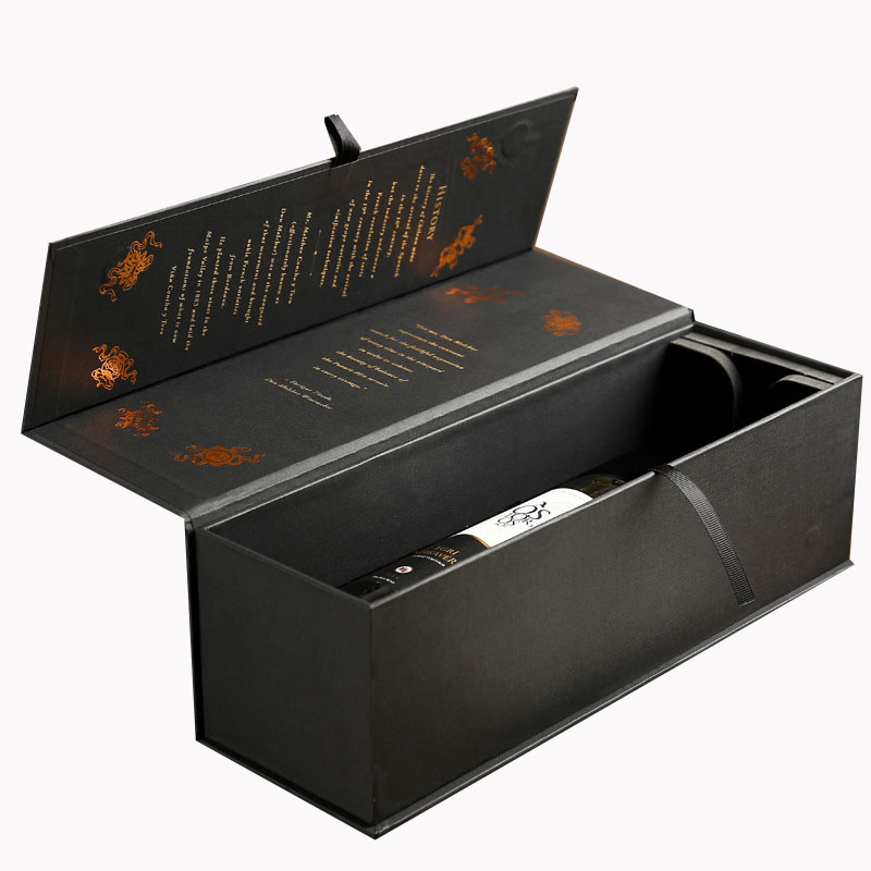 Rigid Magnetic Closure Cardboard Display Box Champagne Whisky Wine Bottle Packaging Box