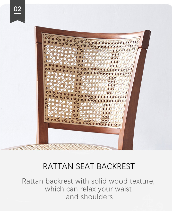 Custom Kitchen Bar Chair Solid Wood Leg Cane Counter Stool 43cm*43cm*109cm Weight Limit 100KG
