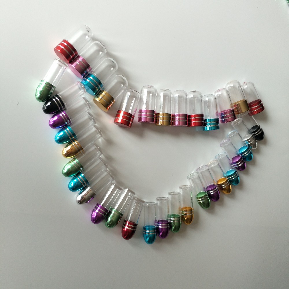 Silver ISO9001 Clear Pill Bottles With Aluminum Bullet Cap