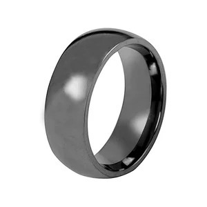 Simple Fashion Tantalum Men's Ring High Polished Plain Dome Wedding Band