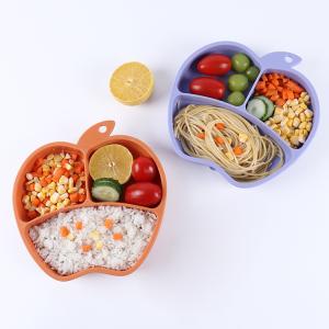 China Apple Shape Silicone Baby Tray Custom Suction Feeding Plate Set wholesale