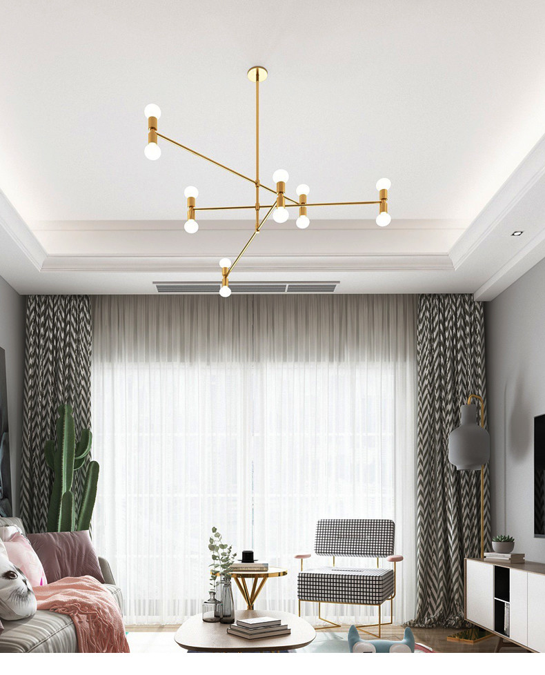 Postmodern chandelier Black Gold Adjustable whirling Indoor lounge room Atomium Chandeliers(WH-MI-342)