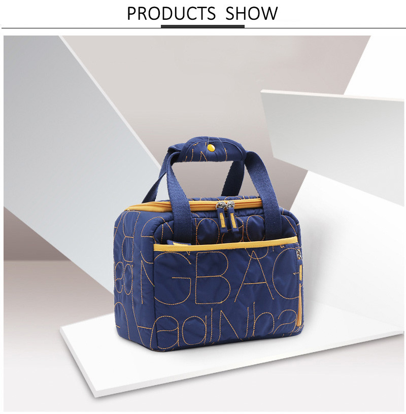 Simple Zipper Recycled Portable Insulated Washable Canvas Lunch Bag