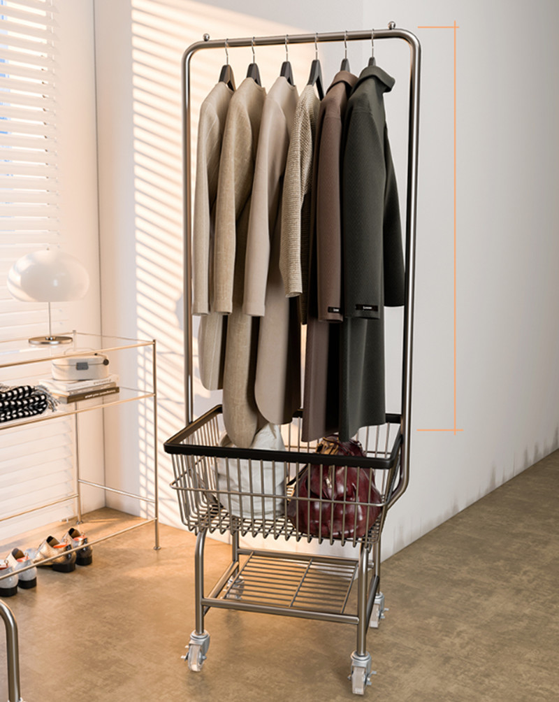 Simple Trending Garment Rack Rolling Clothes Organizer And Bottom Shelves Extendable
