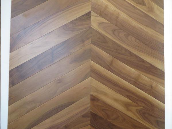 Quality American walnut Chevron parquet engineered wood flooring; Chevron in American Walnut wood flooring for sale