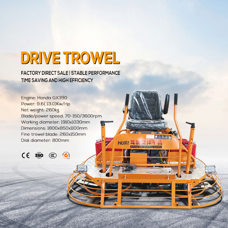 2019*1040*1250mm Driving Type Troweling Machine HQ-100W 410KG Concrete Helicopter Concrete Power Trowel