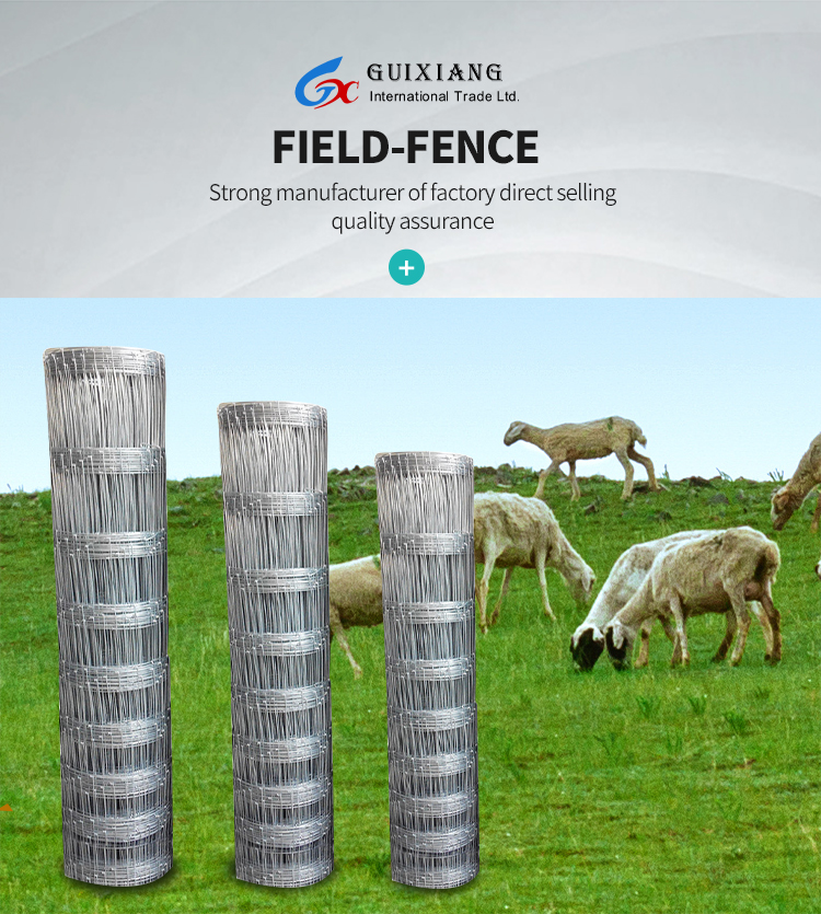 Metal Fixed Knotted Game Fence Hot Galvanized Cattle Fencing Wire for Silver Deer Fence