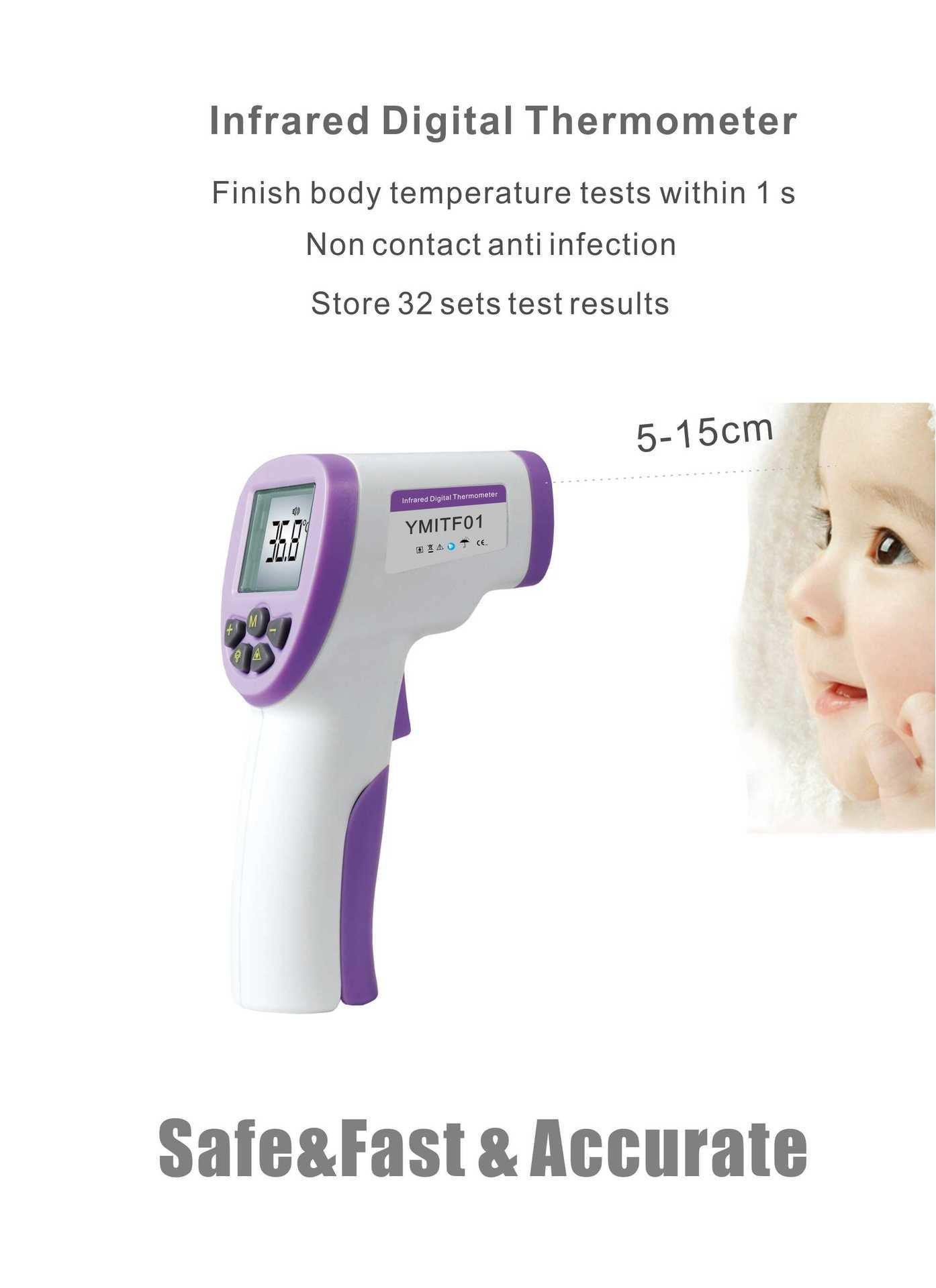 CE Digital Thermometer Gun Non Contact Infrared Thermometer For Body Temperature
