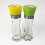 Glass Stainless Steel 255g 180ml Salt Pepper Mill Set for Kitchen