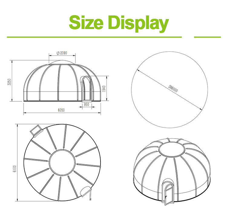 Diameter 6m Garden Igloo Bubble Tent Giant Bubble Tent With Lining And Curtain