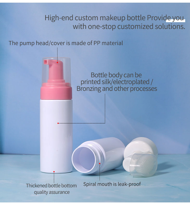 Sealing Type White Plastic Shampoo Bottles 100ml - 200ml Foam Pump Bottle With Foam Pump Head