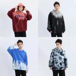 Heavyweight Cotton Hoodie Sweatshirt 3D Puff Printing Winter Graffiti Gradient