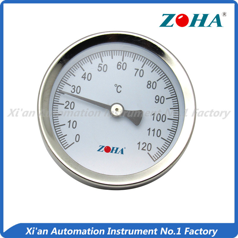 Steel Miniature Bimetal Dial Thermometer With Spring Pipe Mount Customized Size