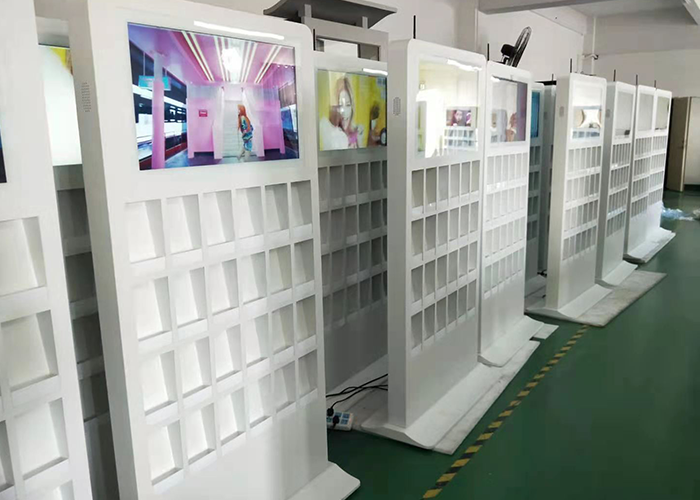 AC240V 32 Inch white color Floor Standing LCD digital signage Kiosk With Brochure Holder