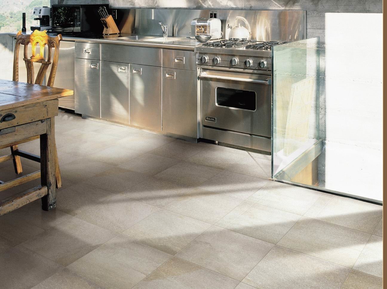 Light Grey Stone Effect Ceramic Floor Tiles , Porcelain Floor Wall Tile 10mm Thickness