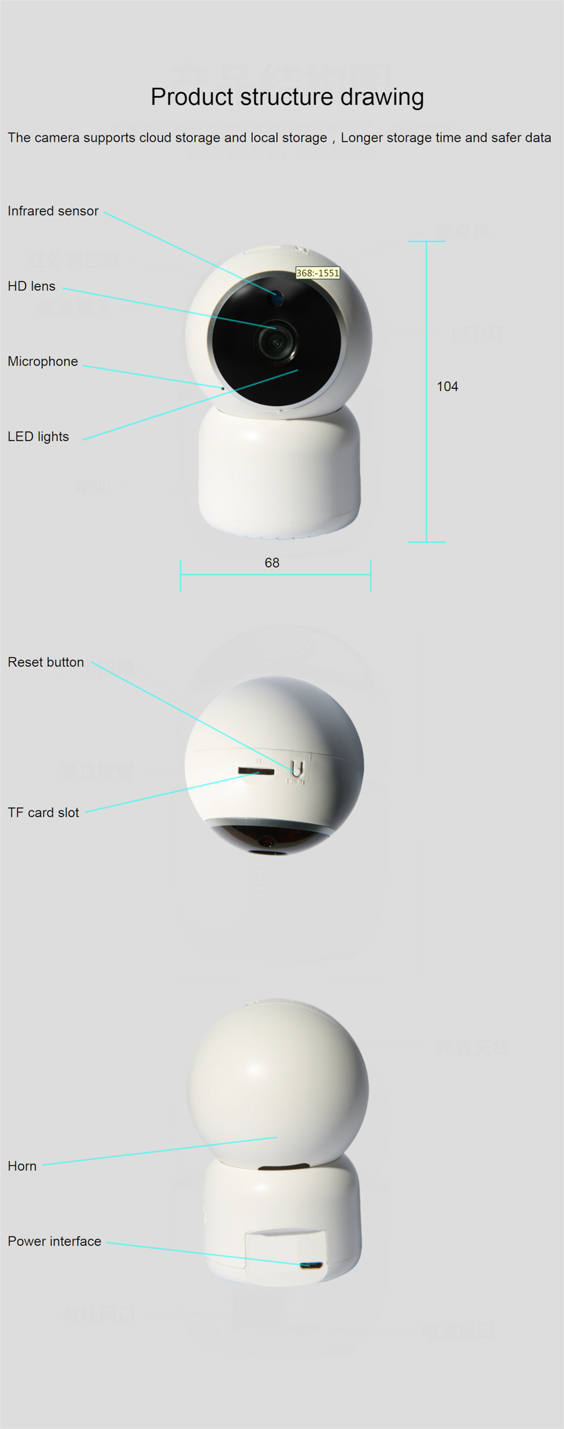 Auto-tracking Wi-Fi IP Camera 1080P Indoor Mini Camera Smartlife Wireless Mini Network Camera(JV-TY212QE(Y31))