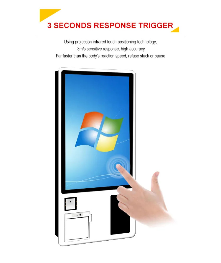 27 inch Multifunction Self Service Kiosk Stand Floor Self Service Order Kiosk