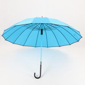 China Light Blue Ladies Walking Stick Umbrella , Fashion Compact Windproof Umbrella wholesale