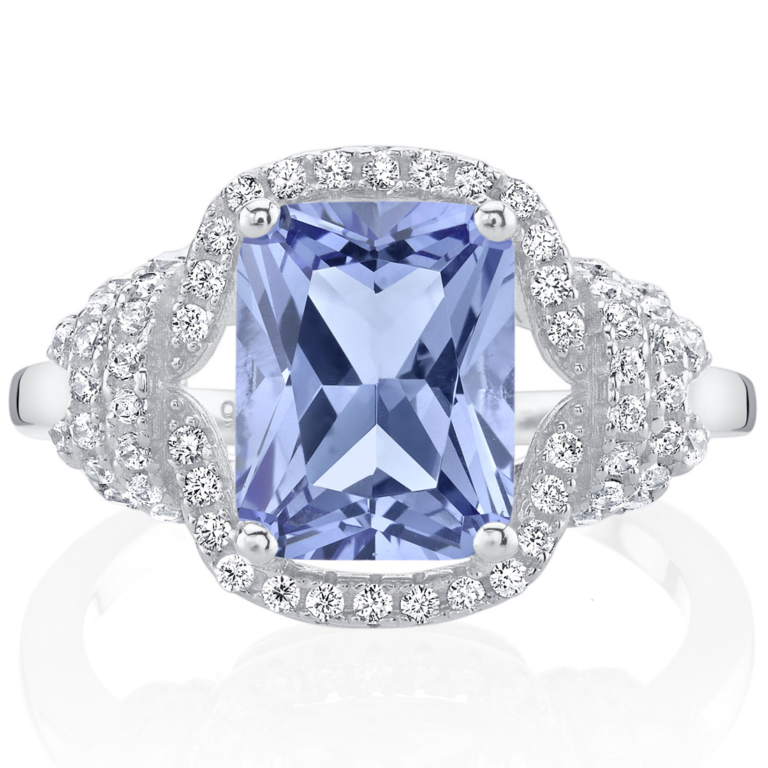 Natural 2 ct Cushion Cut Tanzanite Cocktail Ring in Sterling Silver Engagement Ring In 18K White Gold