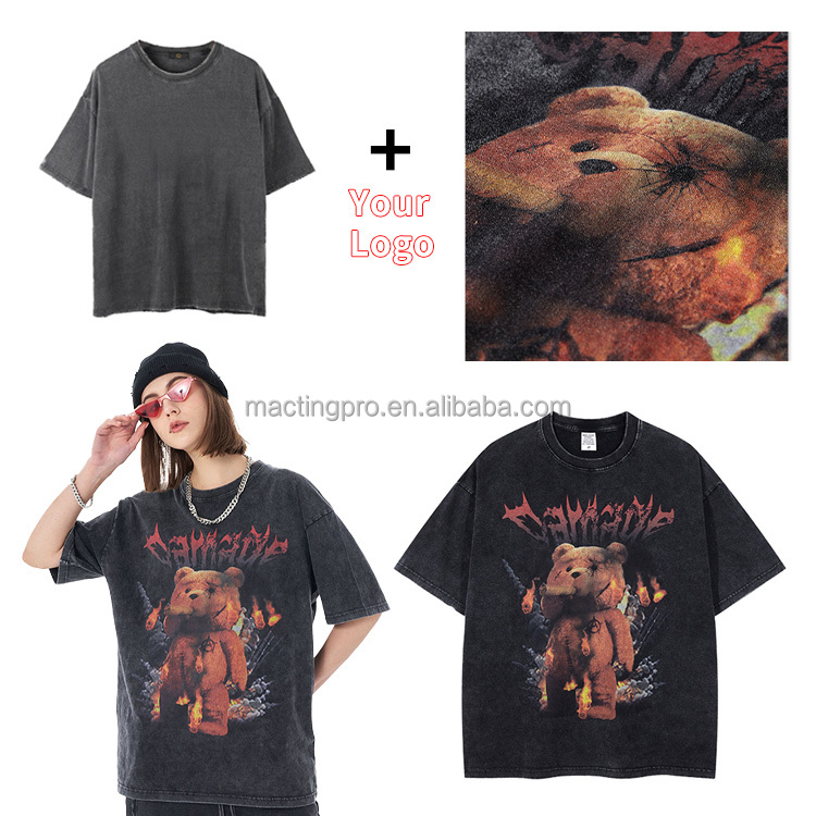 1000 Hip Hop Oversized Drop Shoulder Graphic Tees Dtg Print Screen Printing T-shirt Custom