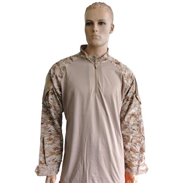 Tactical Camo Combat Shirt Half Zip Breathable Polyester Cotton