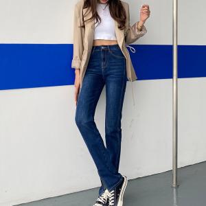 China Dark Blue High Waist Stretch Pencil Jeans Nine Points wholesale