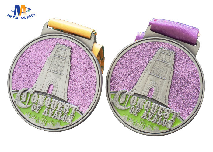 Soft Enamel And Glitter Filled Custom Award Medals Embossed Logo For Business Gift