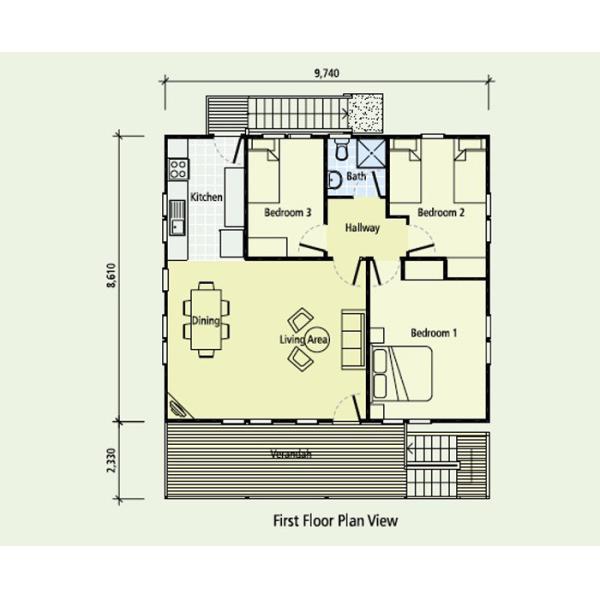 Light Steel Frame Wooden Home Beach Bungalows With Shower , Kitchen
