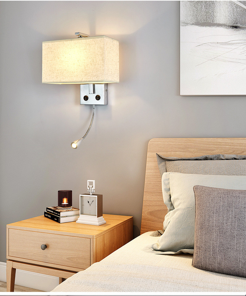 E27 holder wall lamp Chinese style with switch bedside wall lamp square reading wall light villa hotel project
