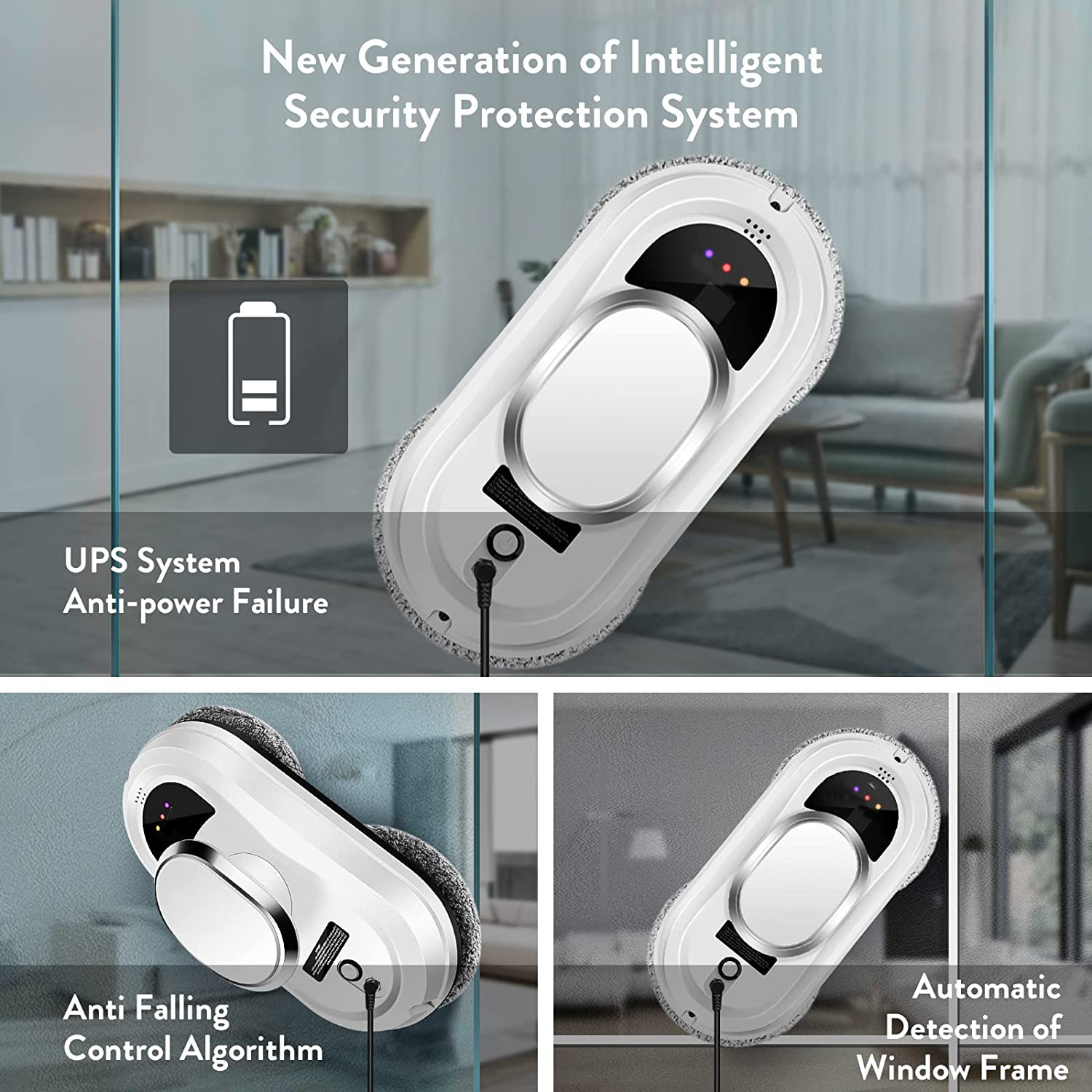 80w Power Electric Window Cleaning Robot Vacuum Cleaner with 500mAh Battery Capacity