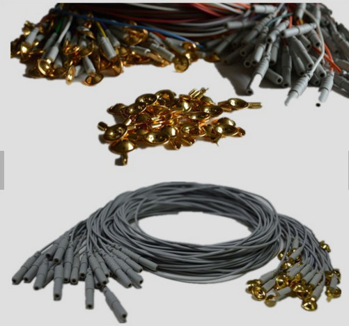 Gold Plated Flexible EEG Electrodes DIN1.5 Socket Colorful Cable For EEG Machine