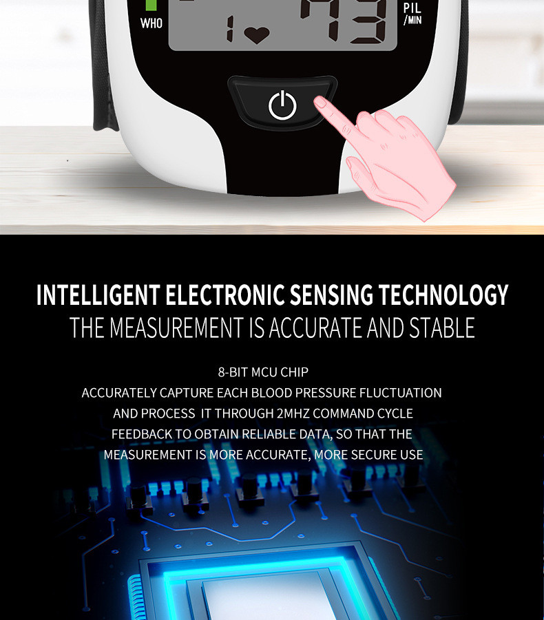 Smart Wrist Electronic Home Blood Pressure Device With One Click Measurement