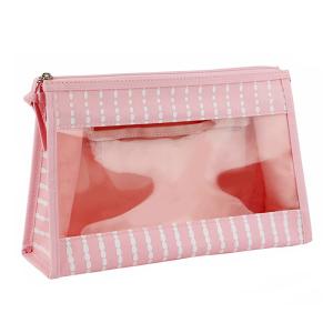 China Clear Transparent Zipper PVC Polyester Makeup Cosmetic Bags wholesale