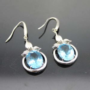 China Women Jewelry 925 Silver Blue Topaz Cubic Zirconia Dangle Earrings(PSJ04882) wholesale