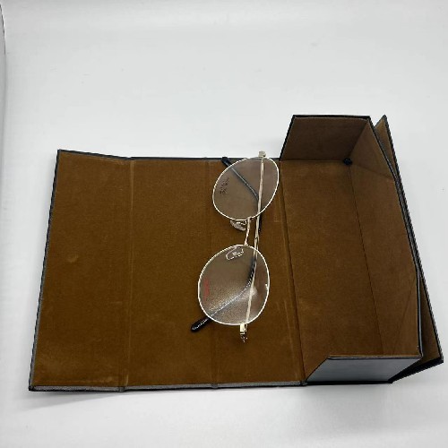 Mutispandex Square Metal Eyeglass Case Hard Folding With Embossed Printing