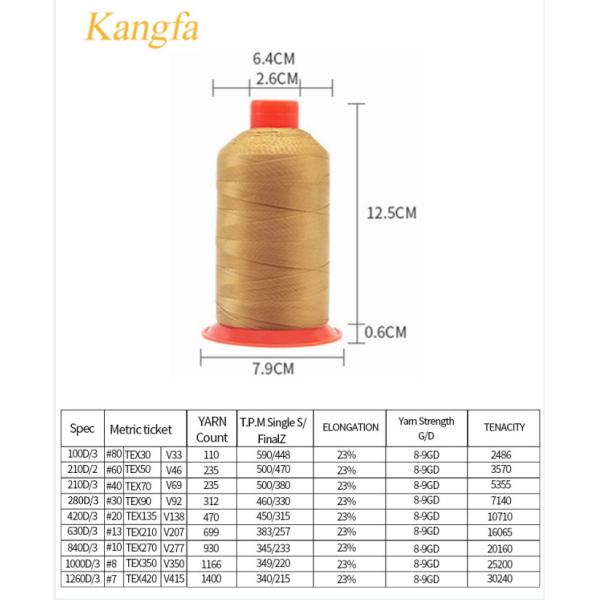 Tex70 Medium Heavy Duty Bonded Nylon Thread 210D/3 3000M for Canvas Sewing Upholstery