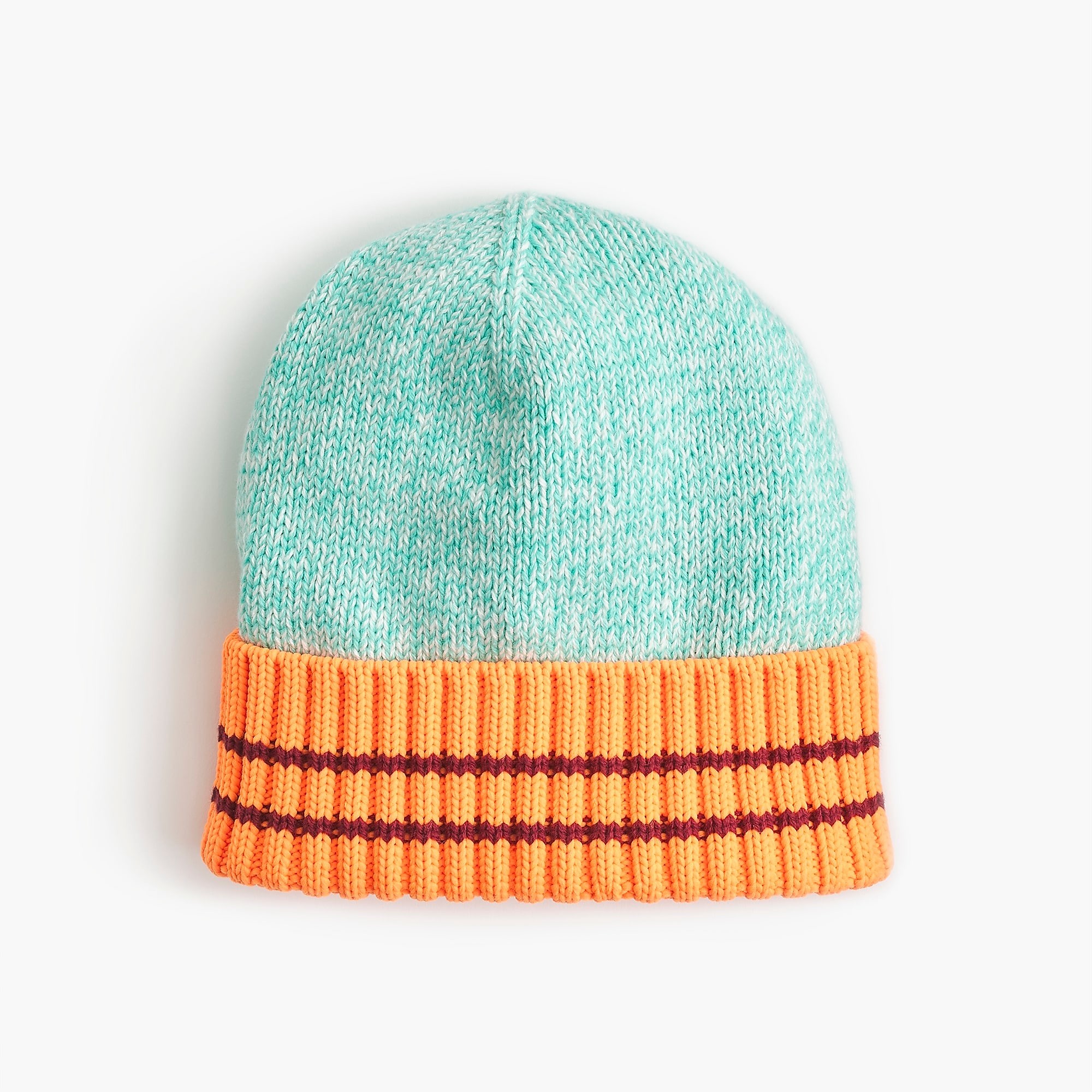 BOY'S 100% COTTON KNITTED STRIPE CUFF BEANIE HAT