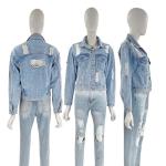 Oem Factory Manufacturer Custom Logo Women Vintage Stonewash Denim Jacket