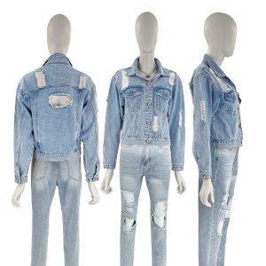 China Oem Factory Manufacturer Custom Logo Women Vintage Stonewash Denim Jacket wholesale