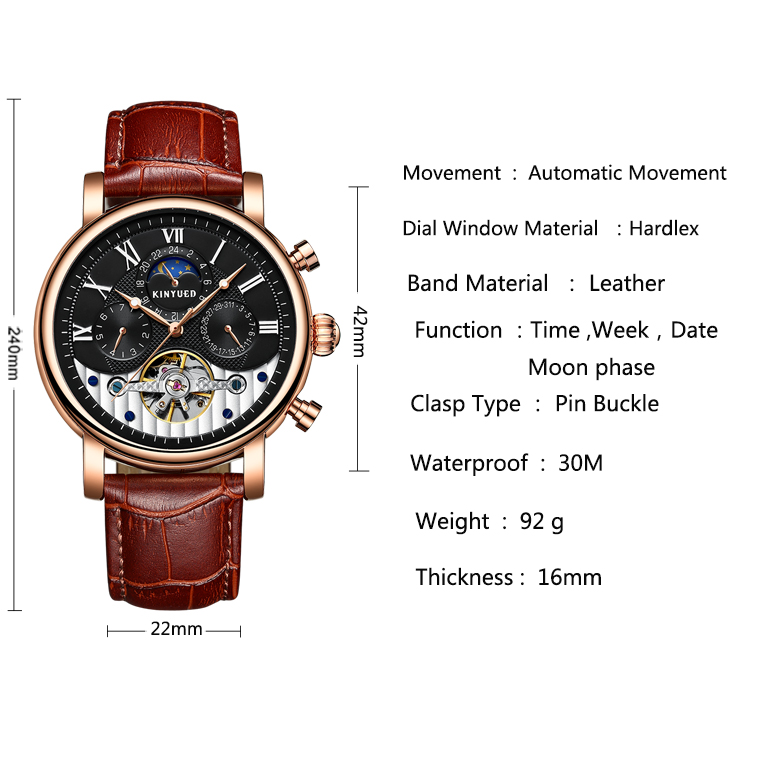 Customized Logo Tourbillon Mechanical Watch Self Winding Stable Performance