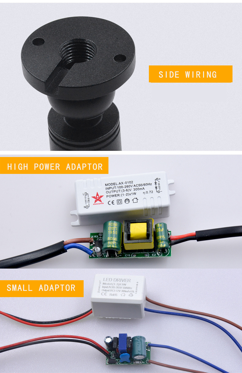 3W Aluminum LED Mini Spot Light Spotlight 80CRI 3000K/4000K/6000K Beam Angle