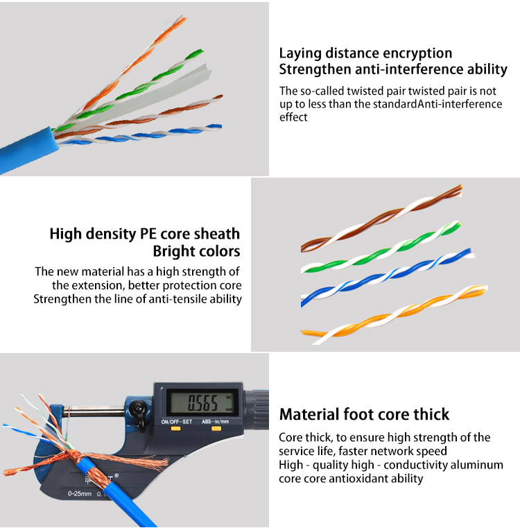 LSZH Jacketed Utp Ethernet CAT6 Lan Cable 1000ft Utp With 8 Conductors