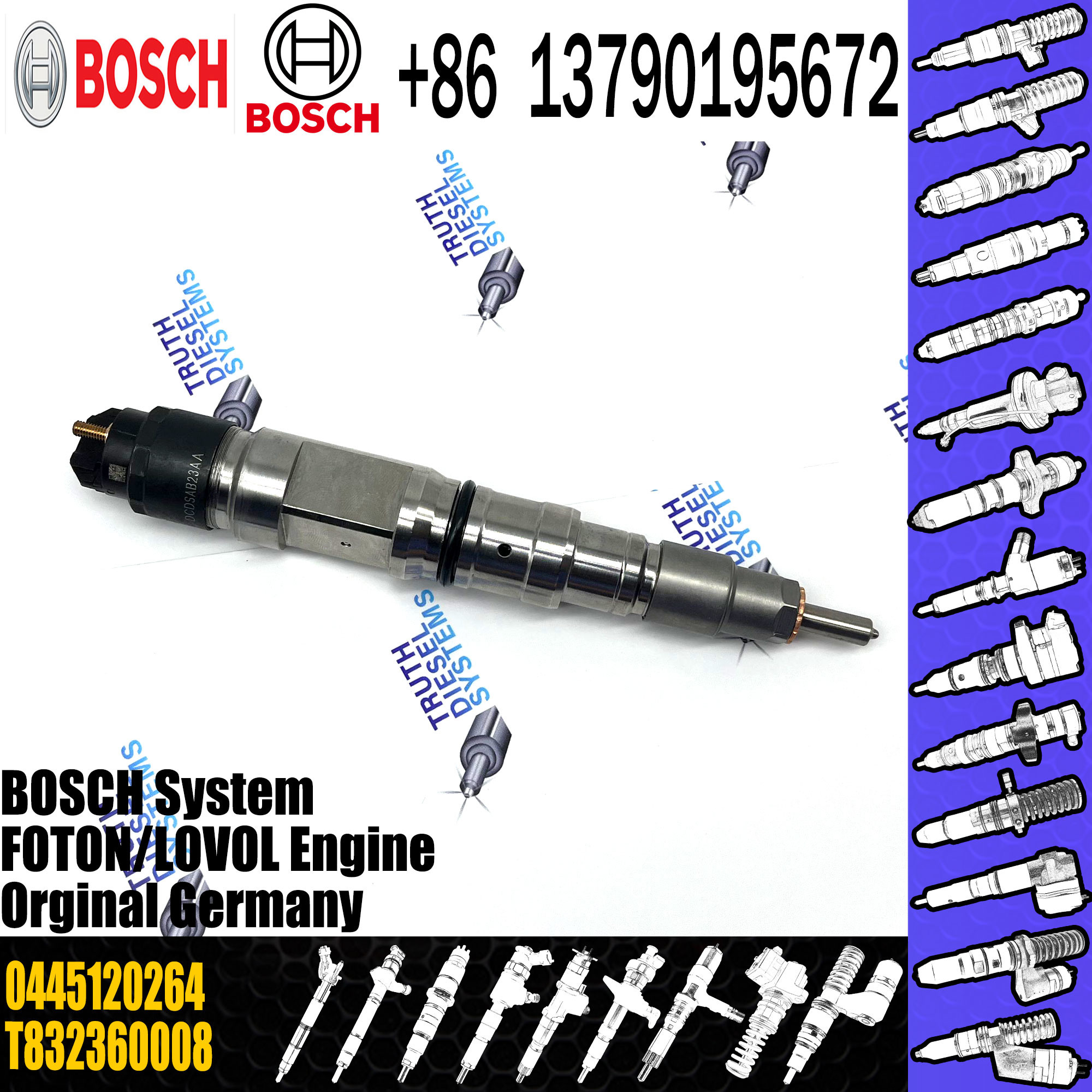 Diesel Fuel Common Rail Injector 0445120192 0445120264 For Cummins Foton
