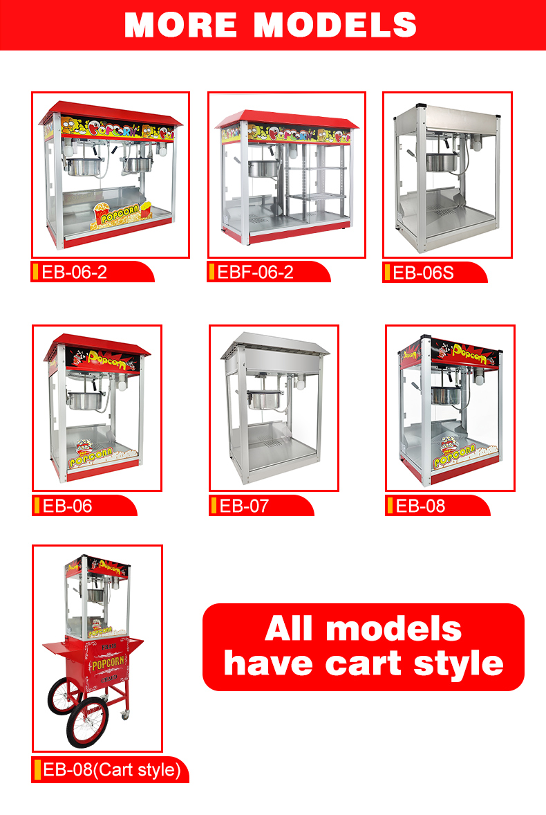 Electric Commercial Popcorn Maker With Cart For And Red Color