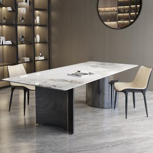 China Light Luxury Stainless Steel Marble Ballroom Dining Table Set wholesale
